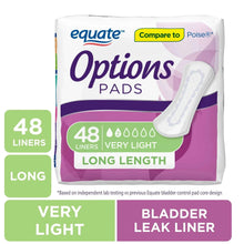 Long disposable incontinence liners, very light absorbency, 48-count pad pack
