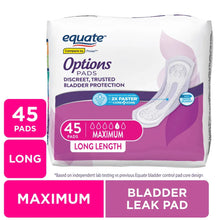 Incontinence pad pack, long length, 45-count maximum absorbency bladder leak pads