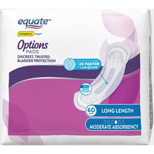 Incontinence pad pack with 60 pads, long length moderate absorbency and odor guard