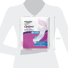 Equate Options incontinence pads on body sizing outline, regular length