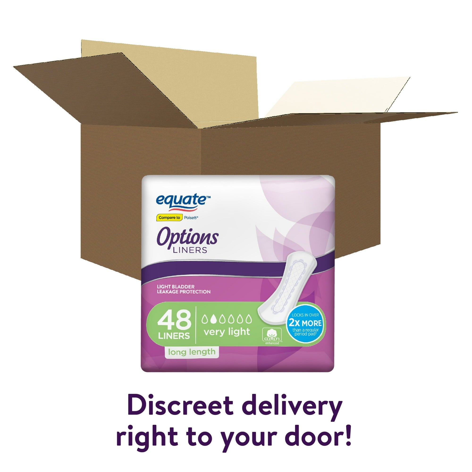 Equate Options Women's Incontinence Pads, Very Light, Long Length (192 Count)
