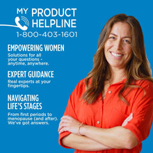 My Product Helpline information with a smiling woman in a red polo shirt