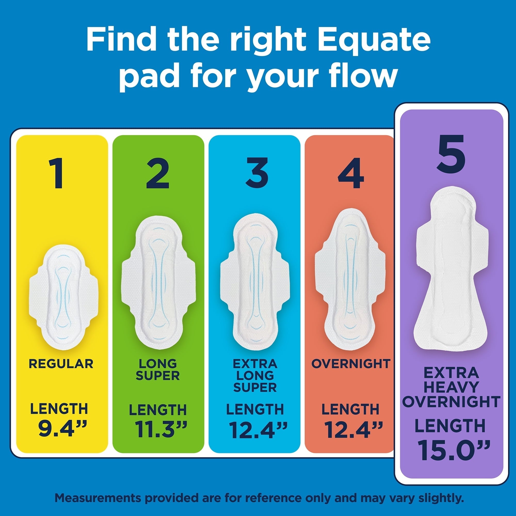 Equate Overnight Maxi Pads with Flexi-Wings, Extra Heavy Overnight Absorbency, Size 5, 60 Count  (PACK OF 3 )