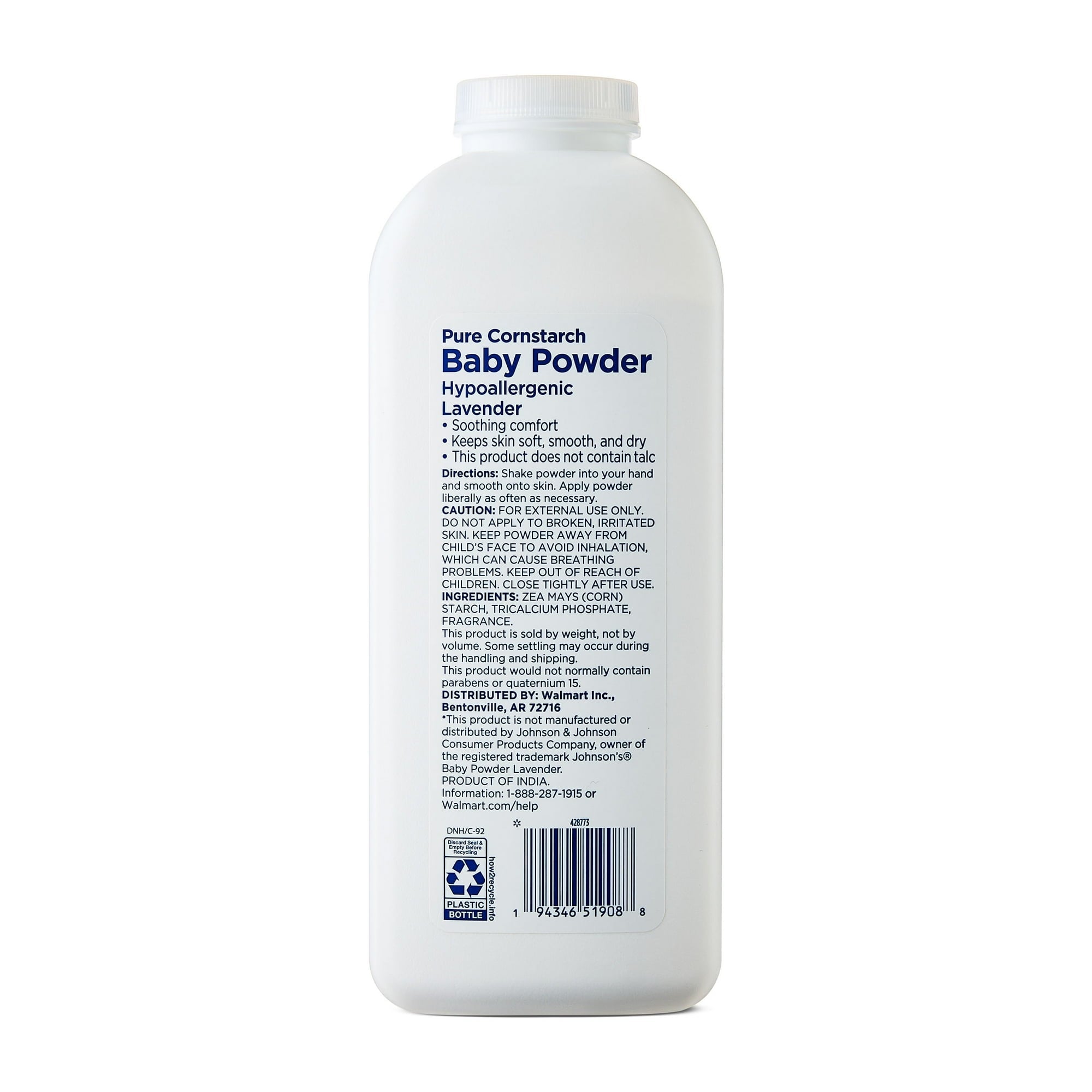 Equate Pure Cornstarch Baby Powder, Lavender, 22 oz
