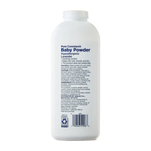 Baby powder bottle back label with ingredients and directions, 22 oz