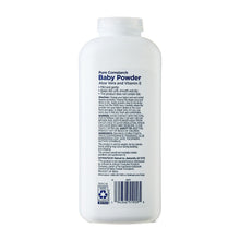 Equate baby powder bottle back with barcode and product details