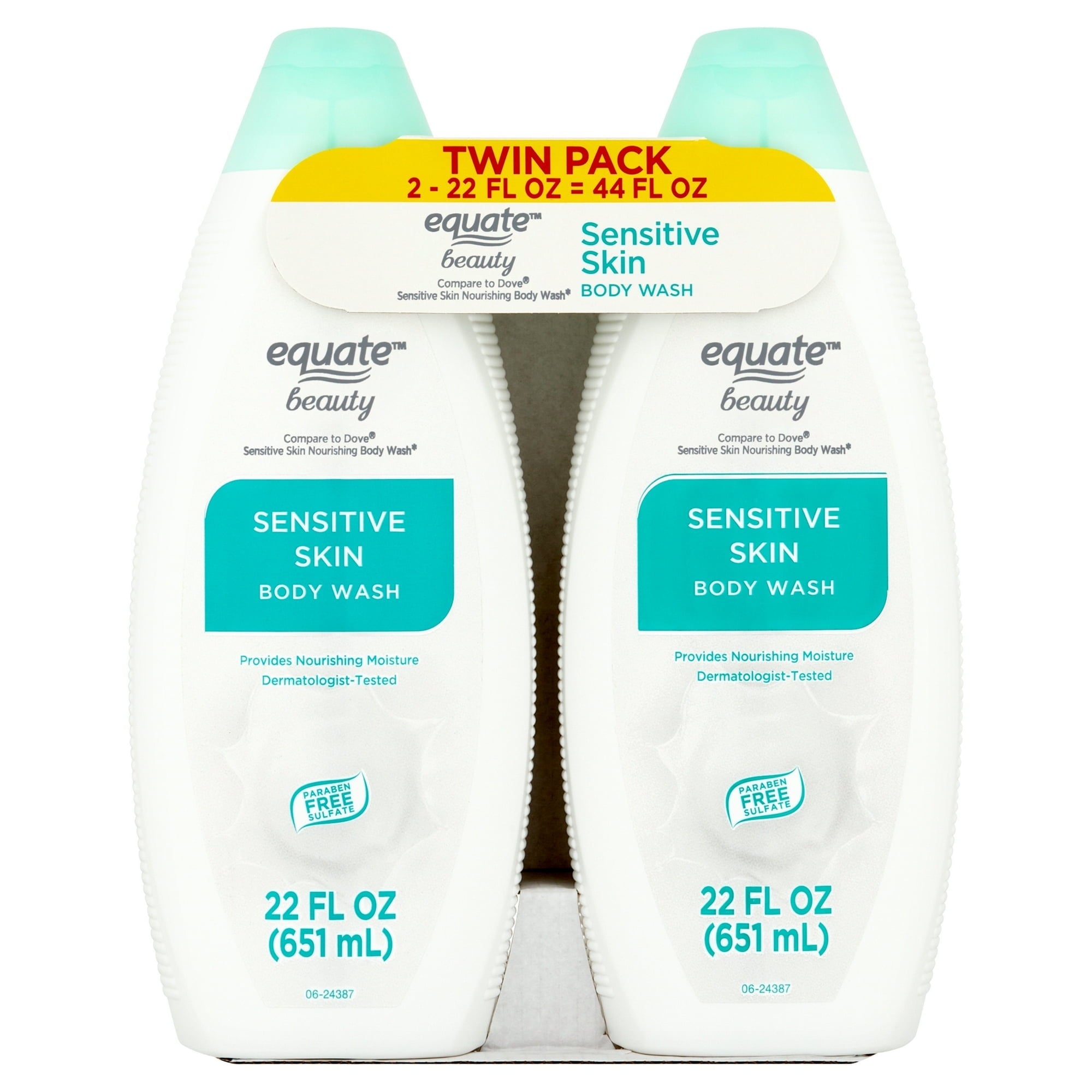 Equate Sensitive Skin Body Wash, 22 fl oz, 2 Pack