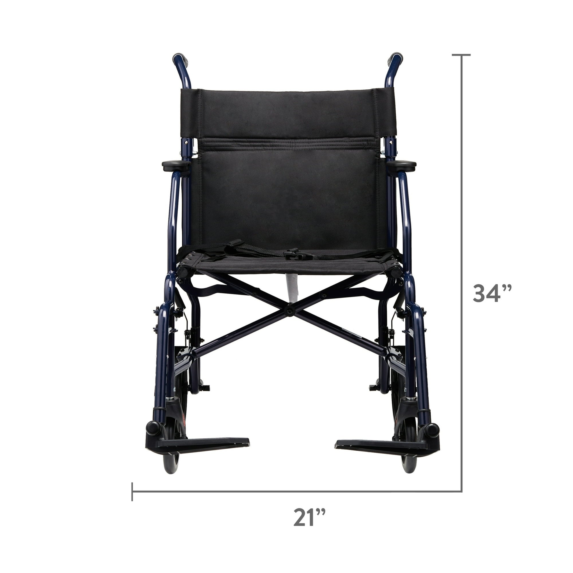 Equate Steel Folding Transport Wheelchair with 19" Seat, Black, 300 lb Weight Capacity