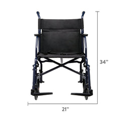 Equate Steel Folding Transport Wheelchair with 19" Seat, Black, 300 lb Weight Capacity