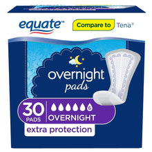 Overnight incontinence pads box, 30-count, extra protection