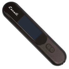 Infrared thermometer with dark body, large LCD window, and power button