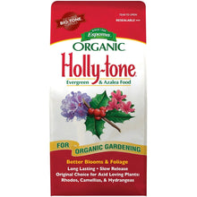 Organic plant food bag for evergreen and azalea with purple and red label