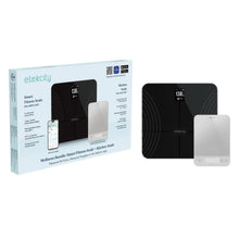 Smart fitness scale and kitchen scale bundle with product box and two scales