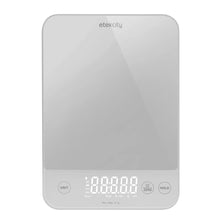 Digital smart fitness scale, light gray platform with LCD display and control buttons