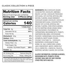 Nutrition Facts panel for classic collection chocolate assortment