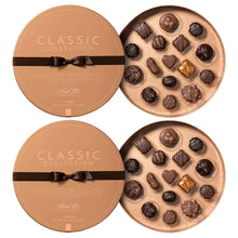 Classic collection chocolate assortment in round gift box with assorted truffles inside