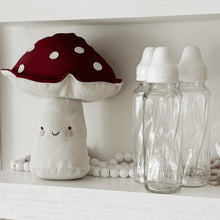 Two clear glass baby bottles with white standard-neck nipples, BPA-free