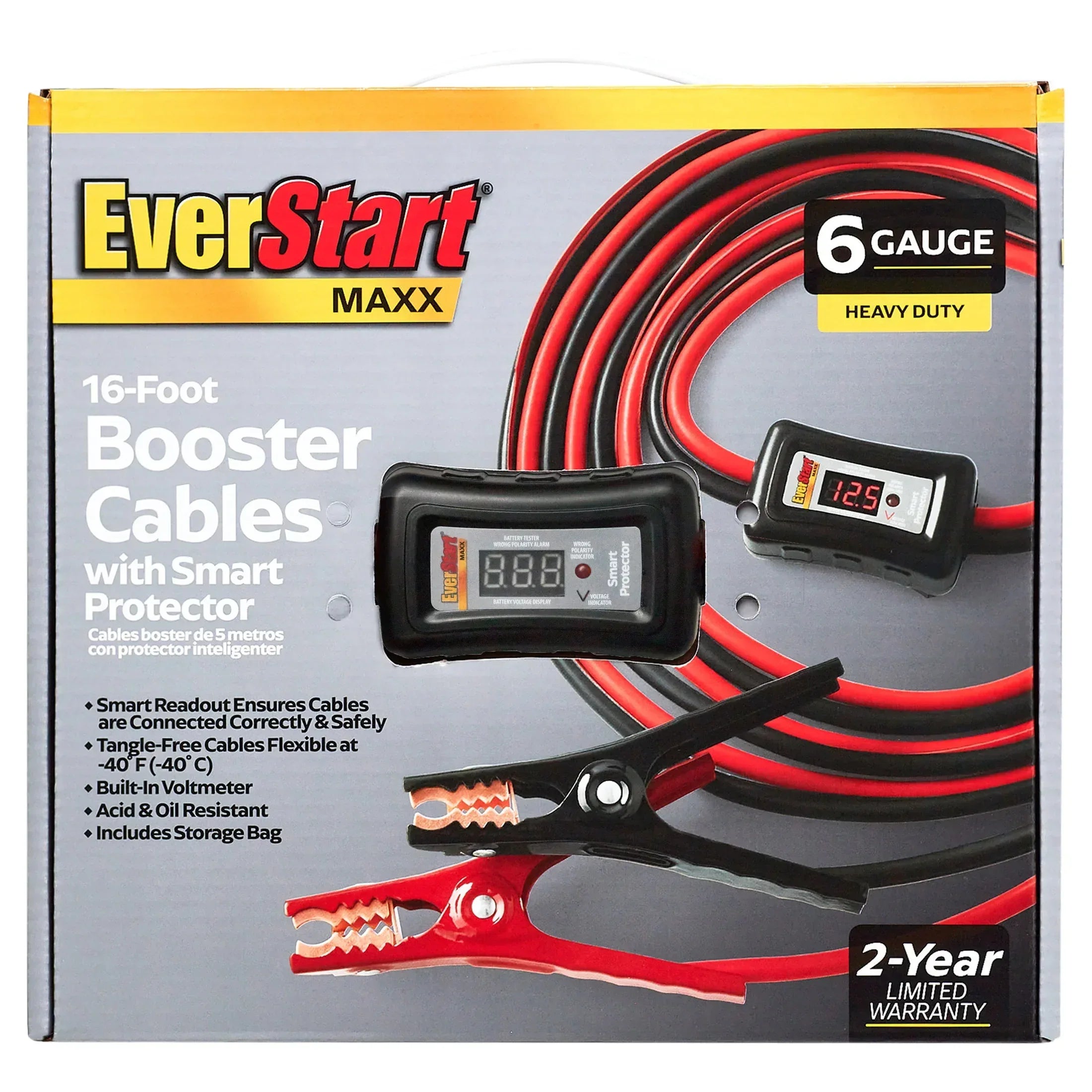 EverStart Maxx 6ga 16ft Heavy Duty Booster Cables with Smart Protector