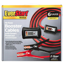 EverStart Maxx booster cables retail box with 6-gauge smart protector display