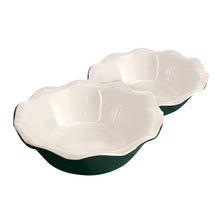 Mini pie dishes set of 2 in white with scalloped shell-shaped bowls