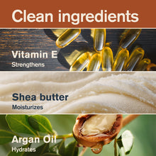 Beard oil clean ingredients panel with vitamin E, shea butter, argan oil