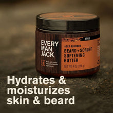 Beard and scruff softening butter jar, aged bourbon scent, black lid