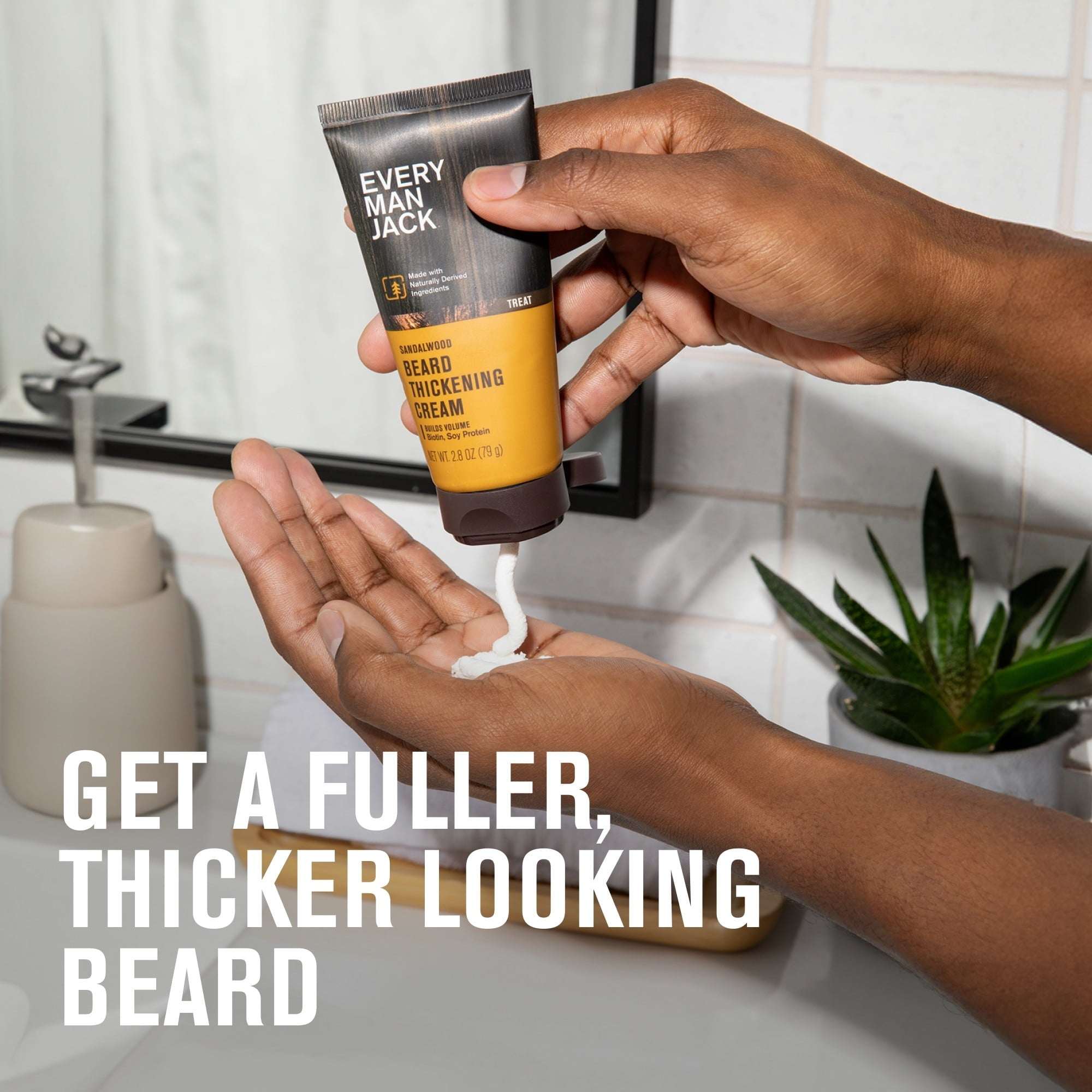 Every Man Jack Beard Thickening Cream for Men, Naturally Derived, 2.8 oz