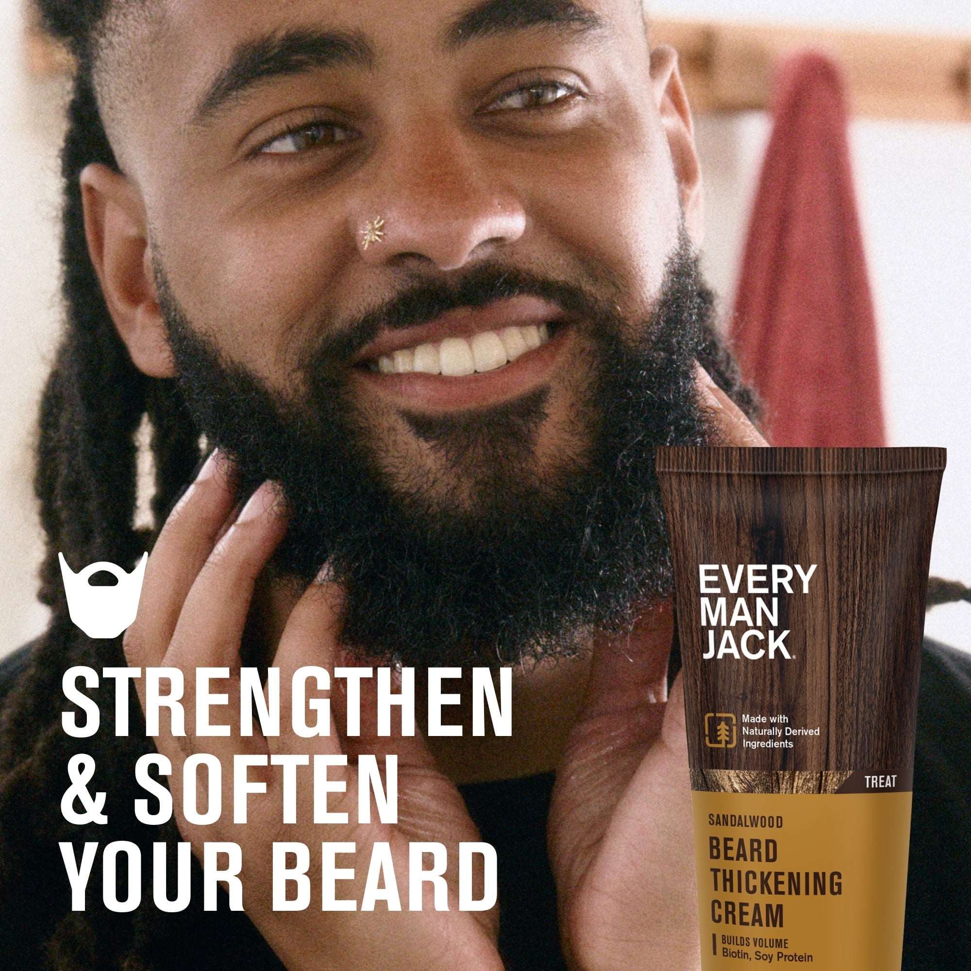 Every Man Jack Beard Thickening Cream for Men, Naturally Derived, 2.8 oz