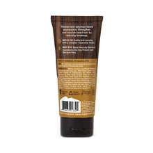 Beard thickening cream tube back label with ingredients and directions, sandalwood