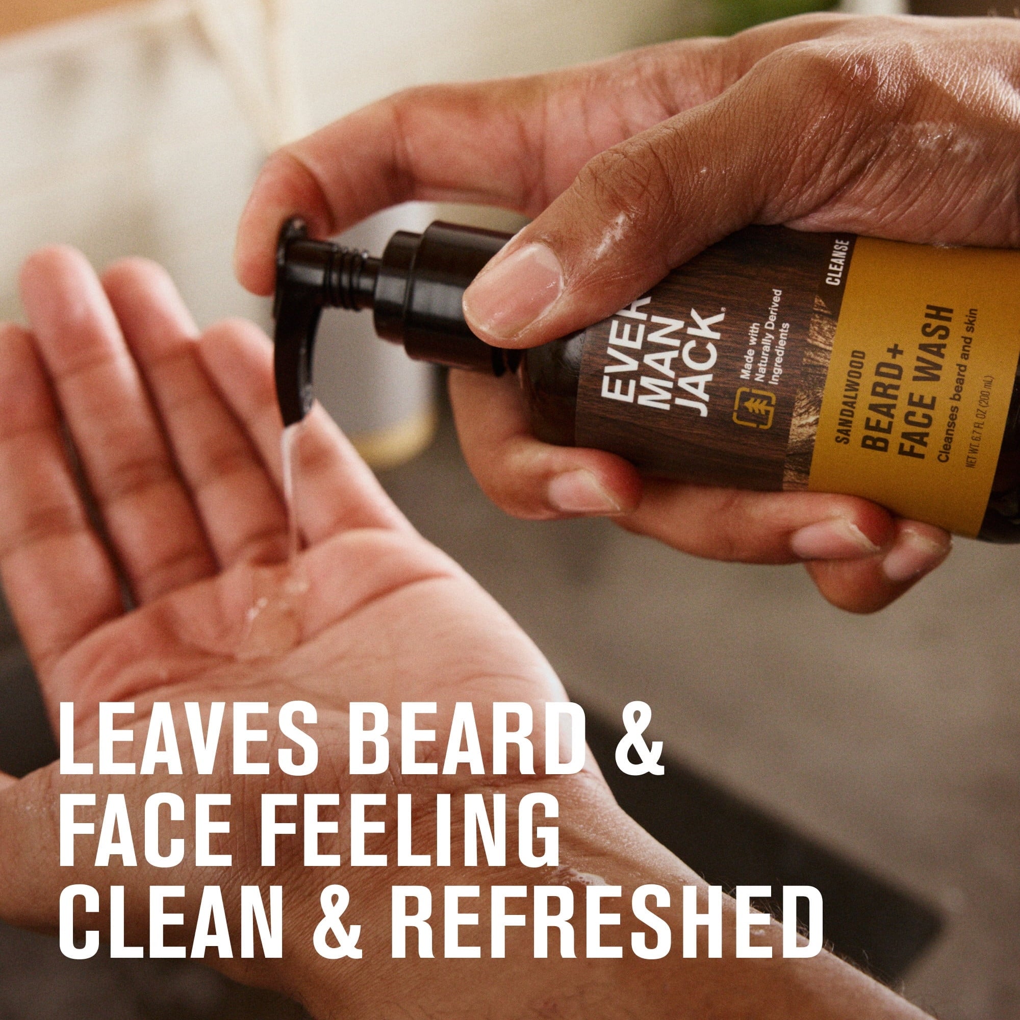 Every Man Jack Beard + Face Wash - Vanilla & Cedar Fragrance - Cleans & Softens Your Beard and Skin - Naturally Derived w/ Aloe and Glycerin- 6.7 fl oz