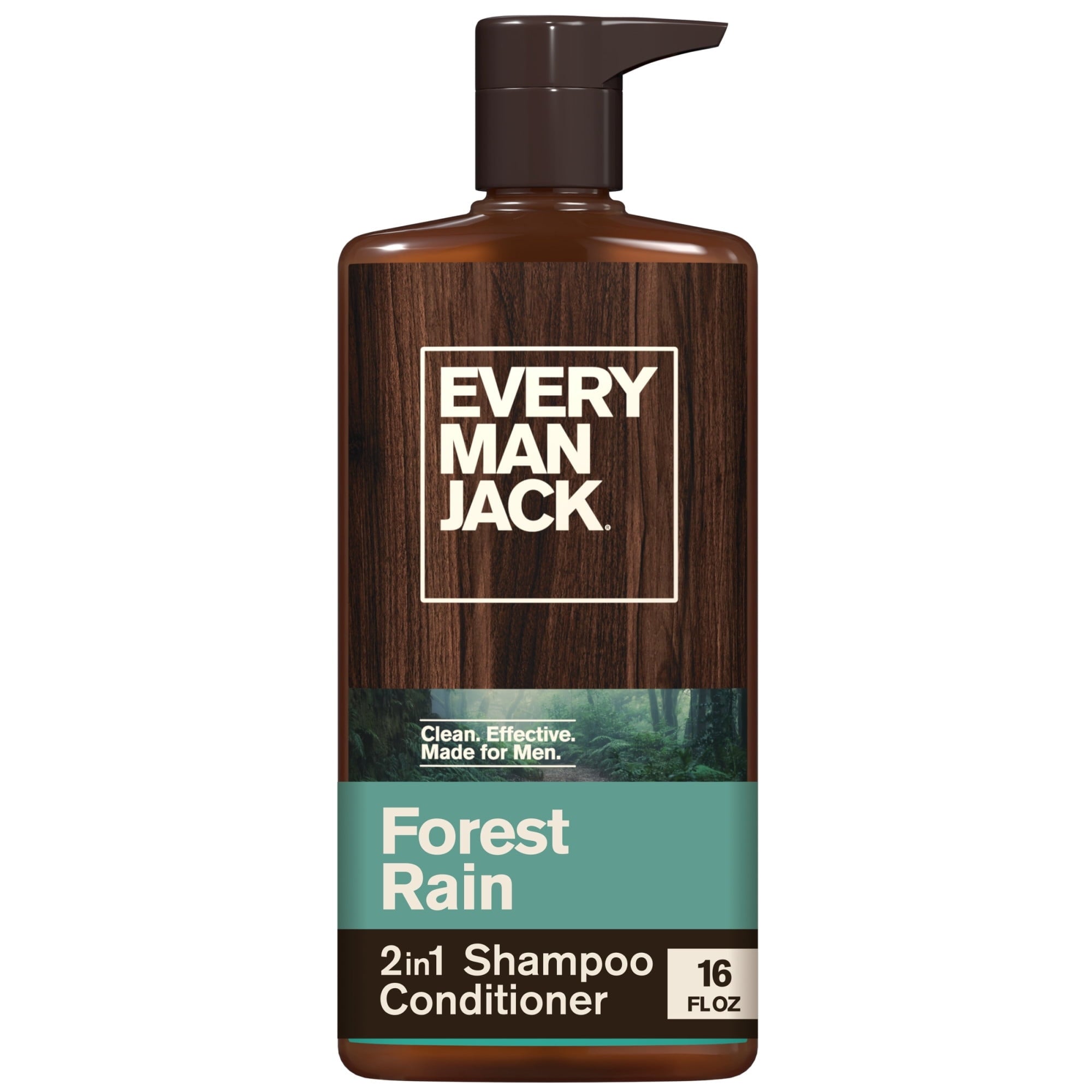 Every Man Jack Forest Rain Daily 2-in-1 Shampoo and Conditioner for Men, Naturally Derived, 16 oz (PACK OF 3 )