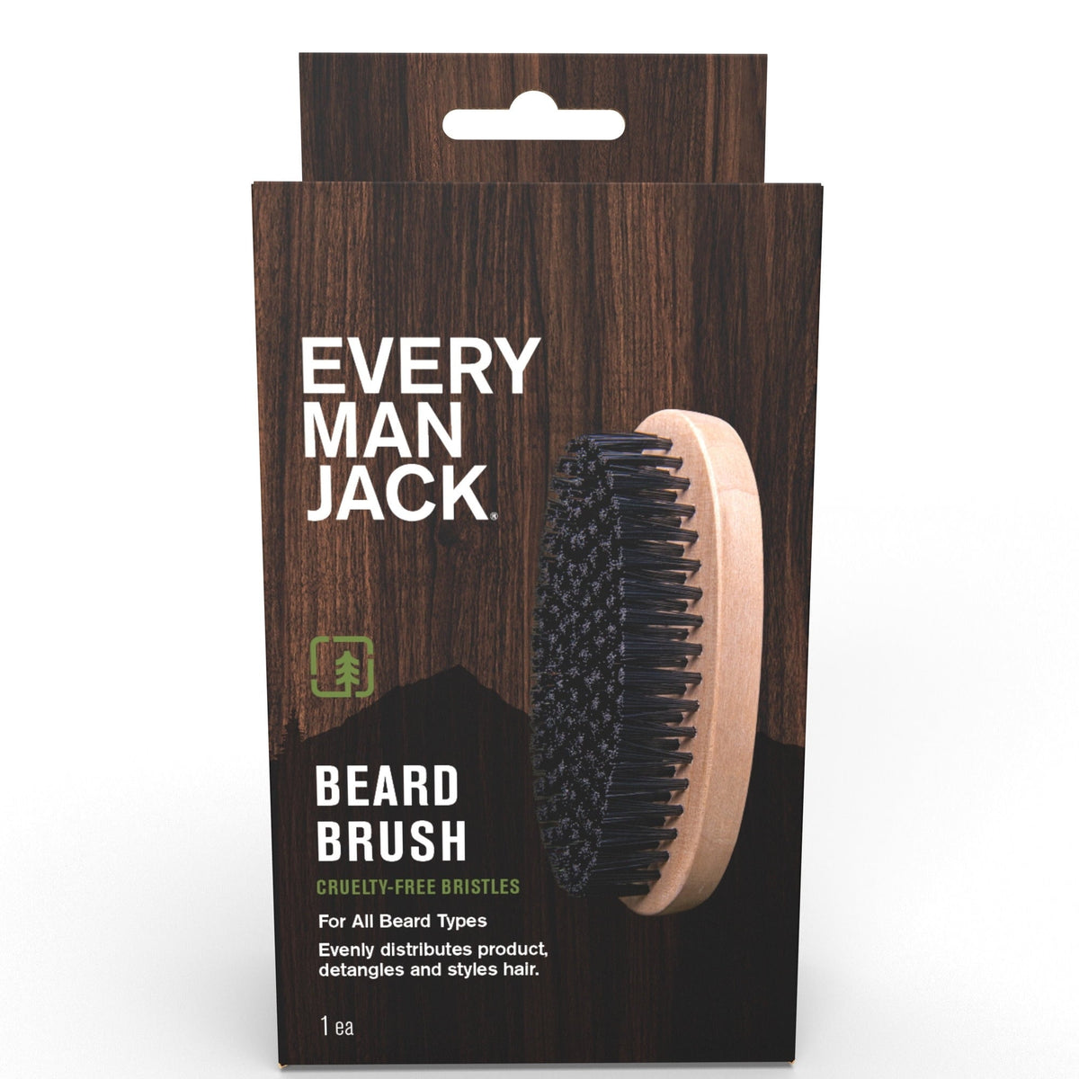 Every Man Jack Men's Beard Brush with Cruelty-Free Vegan Bristles, 1 pack