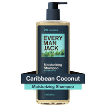Every Man Jack moisturizing shampoo bottle with dark pump, Caribbean Coconut scent