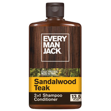 Every Man Jack 2-in-1 shampoo + conditioner bottle, Sandalwood Teak, 13.5 fl oz