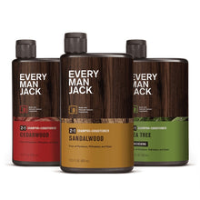 Every Man Jack 2-in-1 shampoo + conditioner variety pack, Cedarwood, Sandalwood, Tea Tree