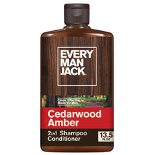 Every Man Jack 2-in-1 shampoo + conditioner bottle, Cedarwood Amber, 13.5 fl oz