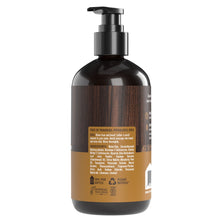 Beard wash and conditioner bottle with black pump and brown label