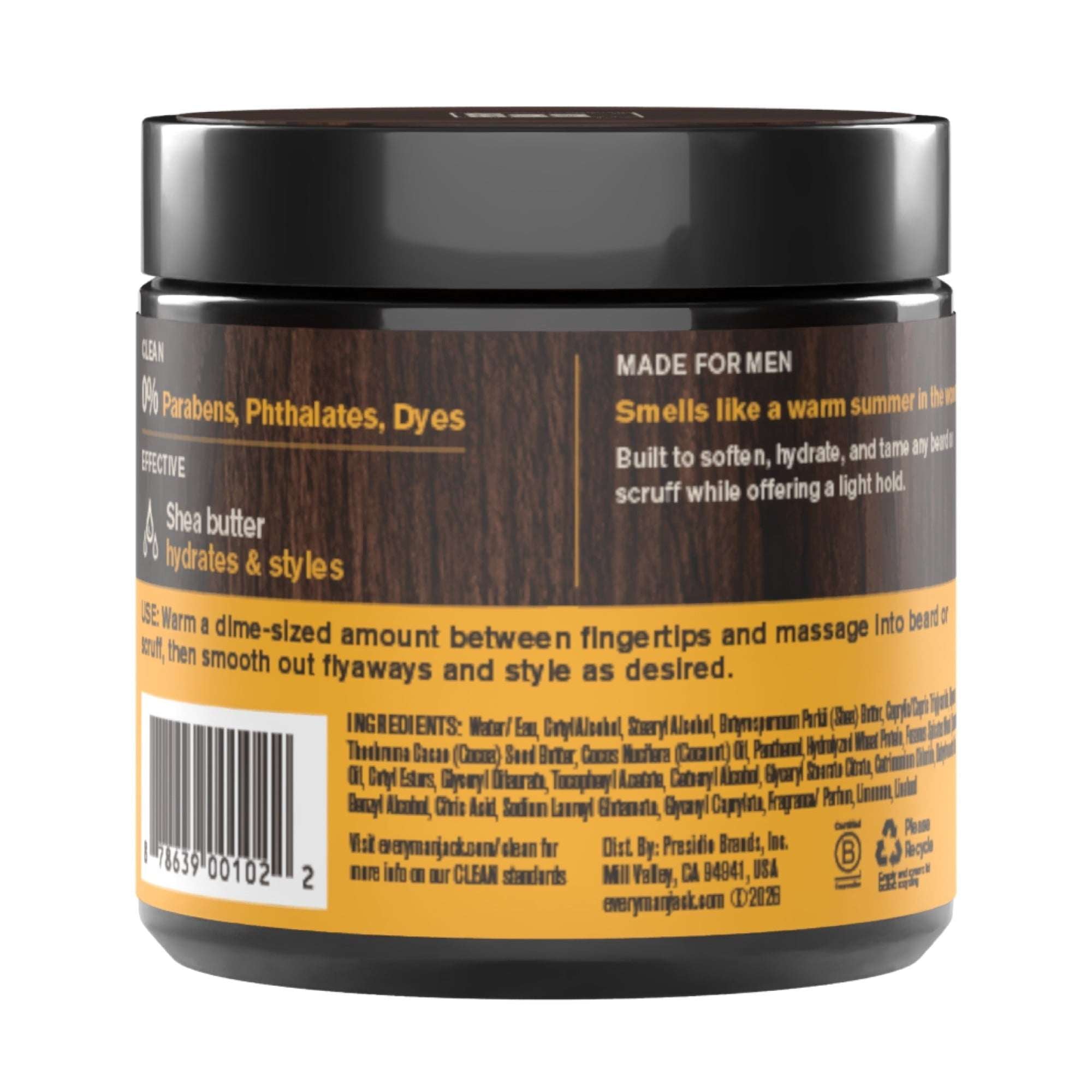 Every Man Jack Sandalwood Teak Hydrating Beard & Scruff Softening Butter for Men, Naturally Derived, 4 oz