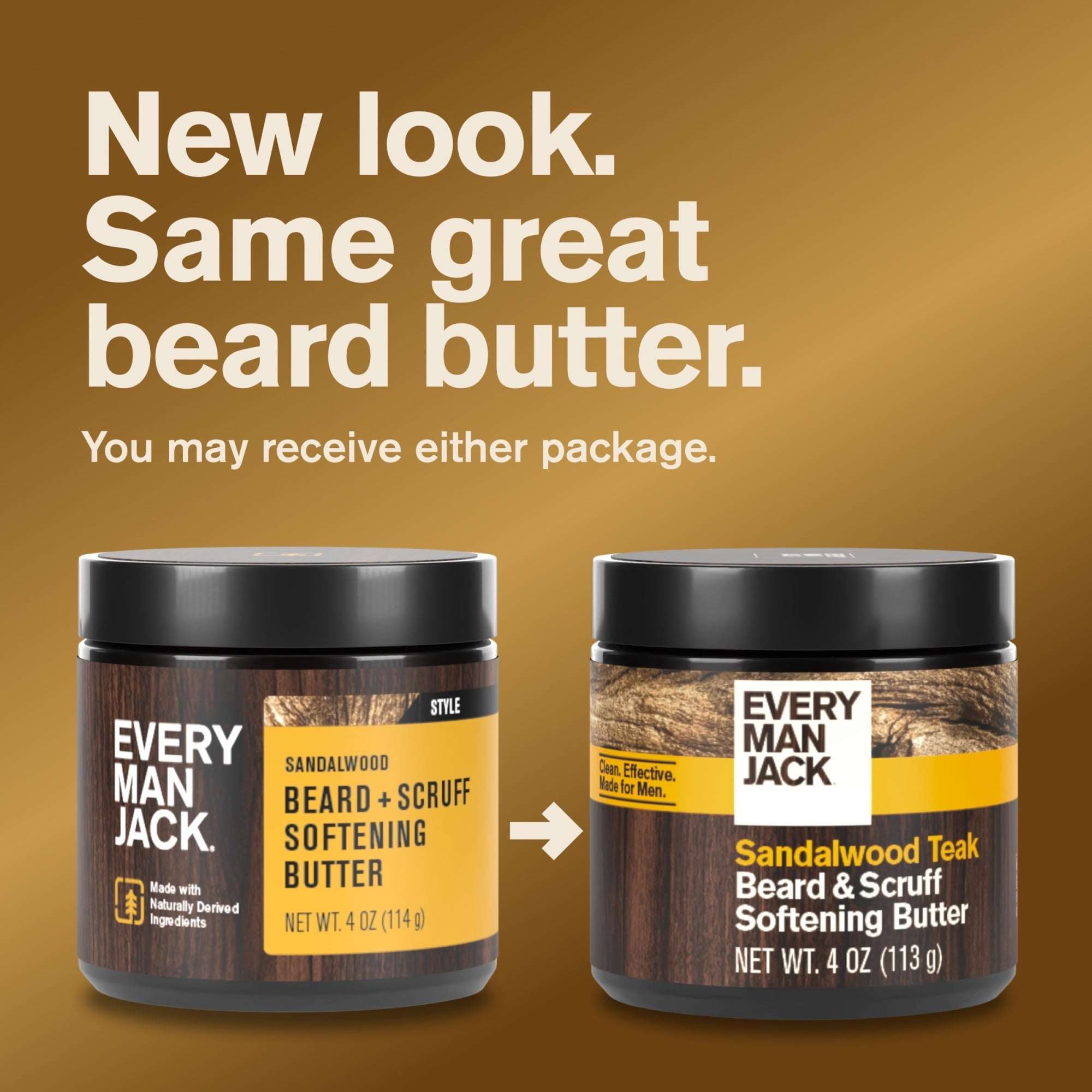 Every Man Jack Sandalwood Teak Hydrating Beard & Scruff Softening Butter for Men, Naturally Derived, 4 oz