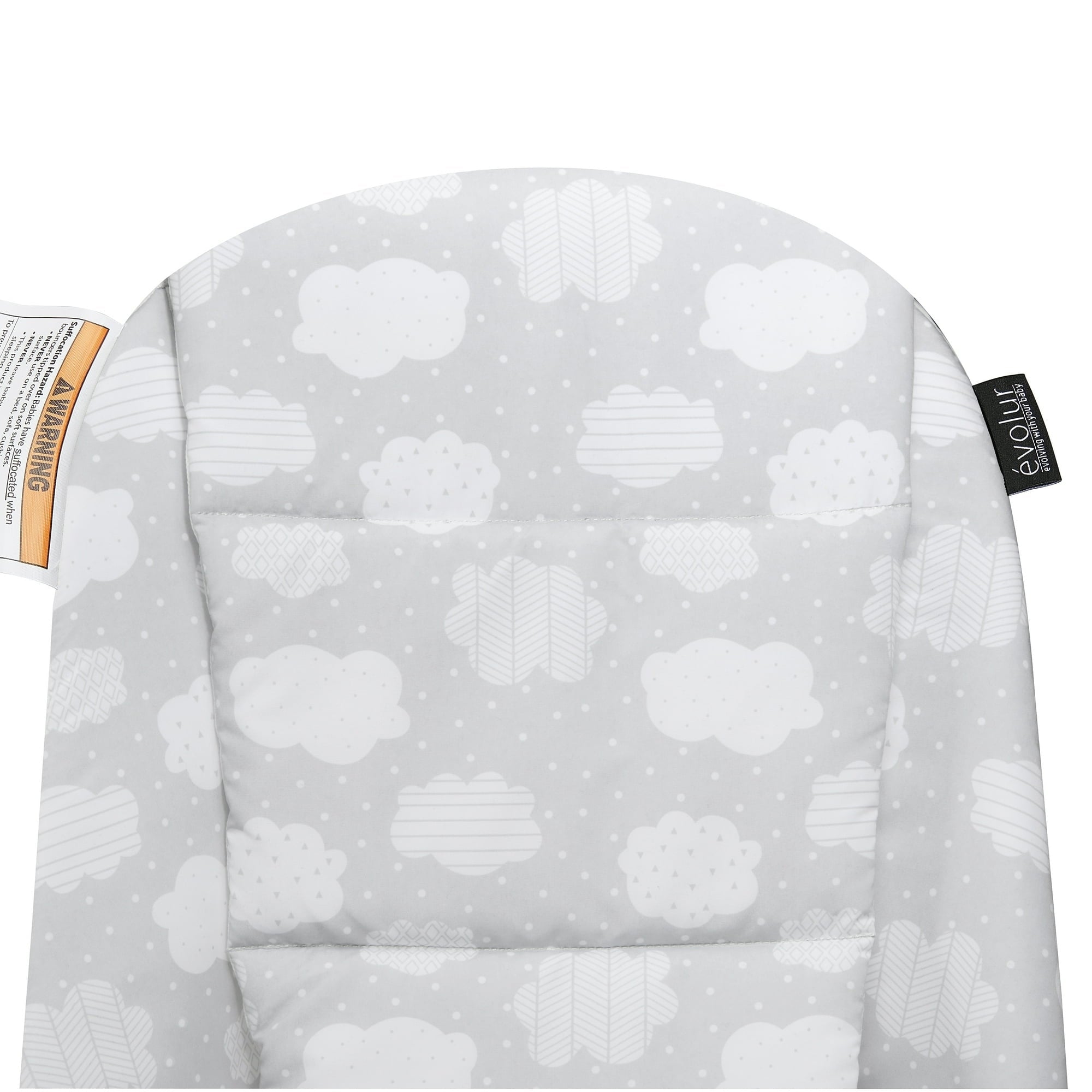 Evolur Koko Portable Infant Bouncer in Light Gray Breathable Fabric
