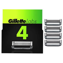 4 cartridge refill pack with Gillette Labs branding and stacked replacement blades