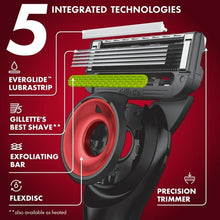 Razor illustration showing blade cartridge assembly with precision trimmer label