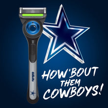 Gillette Labs NFL razor handle with blue star graphic and shaving head