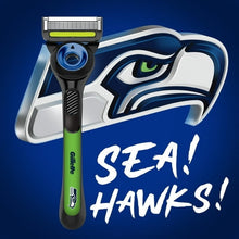 Gillette Labs Seahawks razor with eagle graphic on green handle