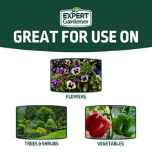 Expert Gardener all-purpose fertilizer label: great for use on flowers, trees & shrubs, vegetables