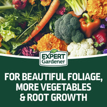Expert Gardener fertilizer bag label: for beautiful foliage, more vegetables & root growth