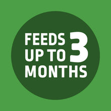 Plant food label stating feeds up to 3 months