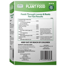 Expert Gardener plant food box back with guaranteed analysis and ingredients text