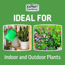 Plant food package panel “Ideal for” indoor and outdoor plants with garden photos