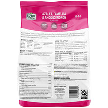 Azalea plant food bag back panel with feeding directions and nutrient listing